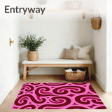 Abstract Swirl Design with Textured Wave Motifs(Pink)