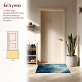 Watercolor Octopus Tentacle Dance with Nautical Sea Motifs Artistic Area Mat(Blue)