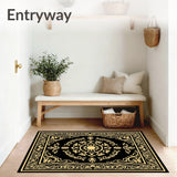 Ornate Floral Medallion Tapestry(Black)