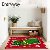 Festive Cat with Holiday Lights Motif and Snowflake Accents(Red)