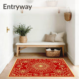Festive Starburst with Snowflake Motifs and Holiday Accents(Red)
