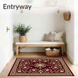 Baroque Floral Damask Scroll Luxurious Decorative Traditional(Red)