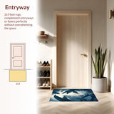 Coastal Retreat Area Rug with Artistic Tropical Foliage and Crisp Leaf Outlines(Blue)