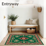 Elegant Interlocking Chevron with Ornate Floral Accents(Green)