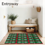 Festive Snowflake Plaid Holiday Pathway Accent(Green)