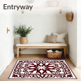 Burst Design with Intricate Petal Motifs and Symmetrical Flourishes(Red)