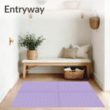 Lavender Herringbone Interlocking with Delicate Floral Accents(Purple)