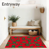 Rustic Holiday Patchwork Featuring Holly Sprigs and Berry Clusters(Red)