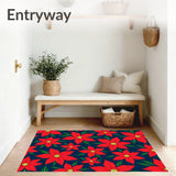 Poinsettia Bloom Botanical Print with Seasonal Flower Arrangements(Red)