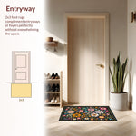 Ultra Soft Area Rug, Non Slip, Stain Resistant, Washable Area Rugs for Living Room, Bedroom, Floral Fantasy Low Pile(Black) - ODIKA