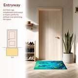 Beach Theme Seahorse Tropical Floor Runner(Blue)