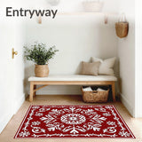 Snowflake Holiday Festive Low Pile Boho Design(Red)
