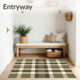 Midcentury Mod Plaid Interlock Featuring Minimalist Check Motifs(Olive)