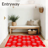 Festive Starburst Mosaic with Interlocking Snowflake Motifs(Red)