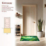 Fresh Tropical Inspired Area Rug Durable for Indoor and Use(Green)
