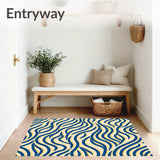 Abstract Interlocking Waves with Golden Accents(Blue)