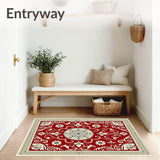 Festive Boho Medallion with Ornate Swirls and Leaf Motifs(Red)