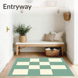 Abstract Bauhaus Inspired Checkerboard Floor Covering(Green)