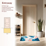 Marine Life Abstract Carpet with Soft Pastel Waves and Sea Creature Shapes(Blue)