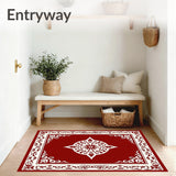 Festive Laurel Medallion Boho Motif with Vintage Scrollwork Detailing(Red)
