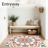 Boho Sunburst Design with Twisting Leaf Motifs(Red)