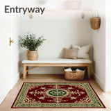 Artisan Tapestry Medallion Motif with Interlocking Filigree and Ornament(Red)