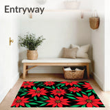 Poinsettia Blossom Floral Motif Entrance Seasonal Greeting(Red)