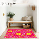 Modern Abstract Starburst Motif with Whimsical Swirl Details(Pink)