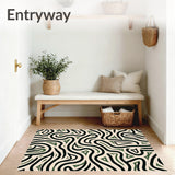 Wave Motif Featuring Dark Green and Black Contrast(Ivory)