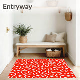 Playful Polka Dot Array with Contrasting Whimsical Shapes(Red)
