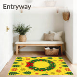 Festive Pine Wreath Motif with Holly Berries and Twinkling Lights(Yellow)