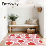 Modern Petaled Mosaic with Abstract Rosette Silhouettes(Red)