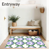 Lavender Waves Interlocking with Delicate Floral Accents(White)