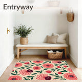 Dreamy Wildflower Meadow Anti Slip Surface with Contemporary Styling(Beige)