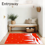 Classic Winter Pine Forest with Stylized Trees and Drifting Snow Motifs(Red)