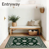 Classic Snowflake Damask with Elegant Winter Botanical Design(Green)