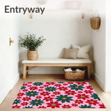 Festive Poinsettia Bloom Design Boho Style Decorative Floor Covering(Pink)
