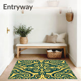 Elegant Wave Inspired Motifs Blended with Emerald and Deep Green Shades(Gold)
