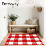 Festive Checkered Holiday Entryway Buffalo Design(Red)
