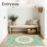 Festive Leaf Medallion with Interlocking Boho Motifs and Vintage Flourishes(Teal)