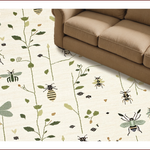 Ultra Soft Area Rug, Non Slip, Stain Resistant, Washable Area Rugs for Living Room, Bedroom, Insect Print Low Pile(Ivory) - ODIKA