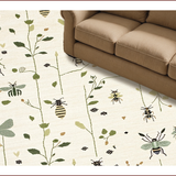 Ultra Soft Area Rug, Non Slip, Stain Resistant, Washable Area Rugs for Living Room, Bedroom, Insect Print Low Pile(Ivory) - ODIKA