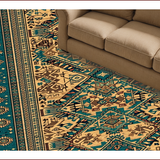 Cabin Decor Brown Teal Area(Beige)