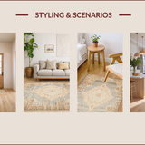 Ultra Soft Area Rug, Non Slip, Stain Resistant, Washable Area Rugs for Living Room, Bedroom, Handmade Distressed Wool Viscose(Beige) - ODIKA