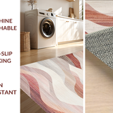 Modern Swirl with Dusty Pink and Mauve Gradient Geometric Waves(Beige)