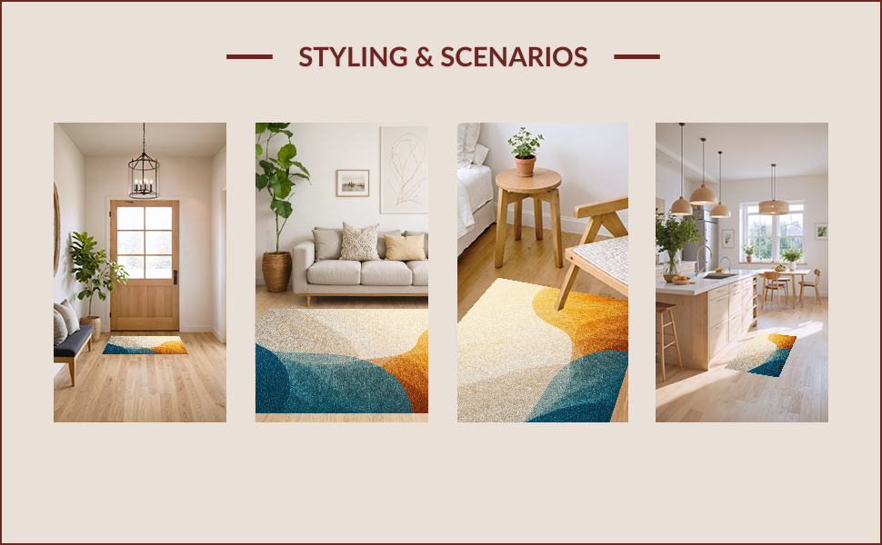 Ultra Soft Area Rug, Non Slip, Stain Resistant, Washable Area Rugs for Living Room, Bedroom, Viscose Fabric Plush(Beige) - ODIKA