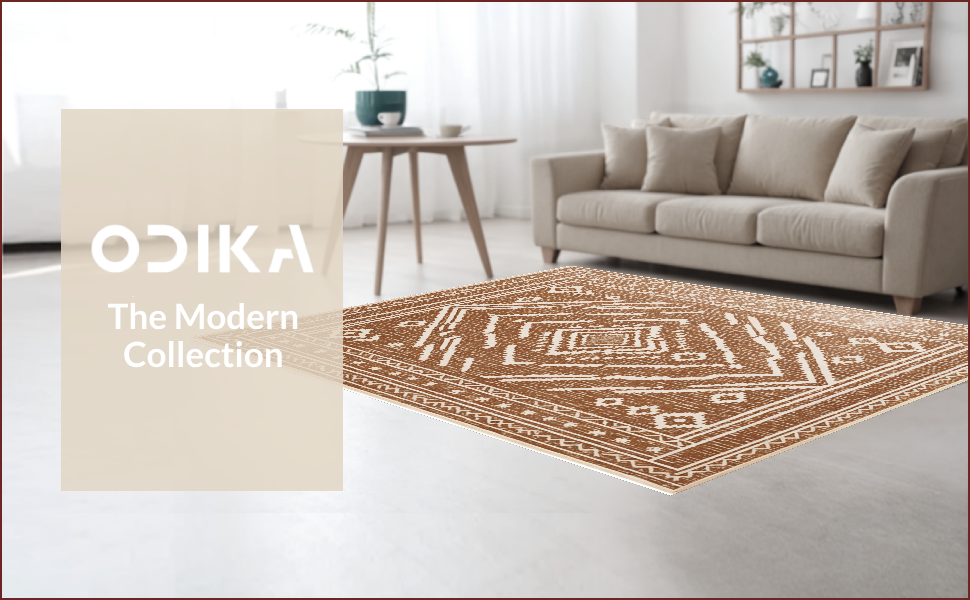 Ultra Soft Area Rug, Non Slip, Stain Resistant, Washable Area Rugs for Living Room, Bedroom, Western Aztec Non-Slip Living Room Rug(Brown) - ODIKA