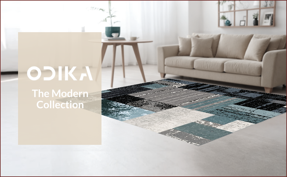 Ultra Soft Area Rug, Non Slip, Stain Resistant, Washable Area Rugs for Living Room, Bedroom, Abstract Circle Modern Carpet(Gray) - ODIKA
