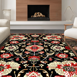 Vivid Flower Motif with Gold Accents(Black)