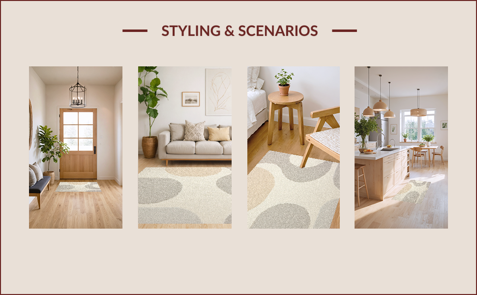 Ultra Soft Area Rug, Non Slip, Stain Resistant, Washable Area Rugs for Living Room, Bedroom, Modern Ivory Handmade Wool Living Room(Beige) - ODIKA